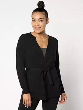 BEAUTIFUL by Lawrence Zarian Wrap Front Belted Cardigan, Black Sz S a661722
